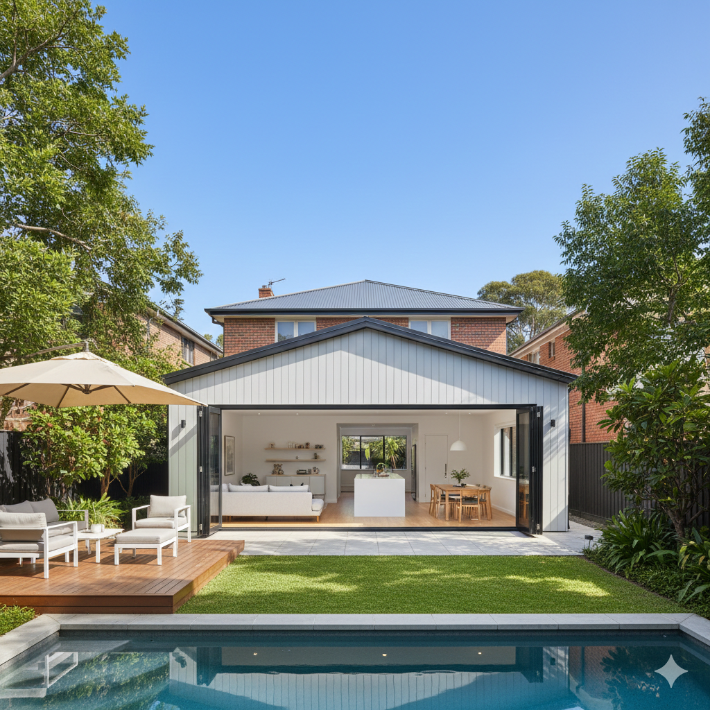 open-plan living extension with large glass doors