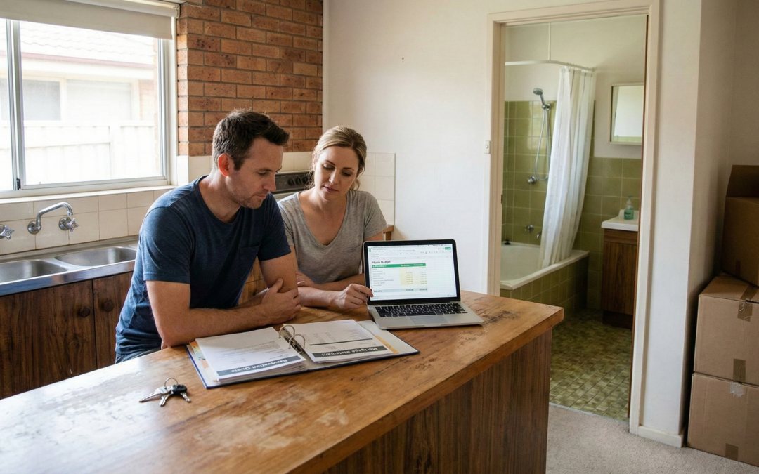 Homeowners in a Sydney house planning renovations and reviewing finances after purchasing a property