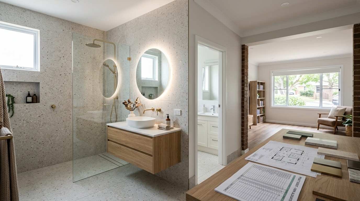 Sydney home renovation showcasing a $100,000 budget across a premium bathroom renovation, second bathroom update, and conversion of existing space into additional living area.