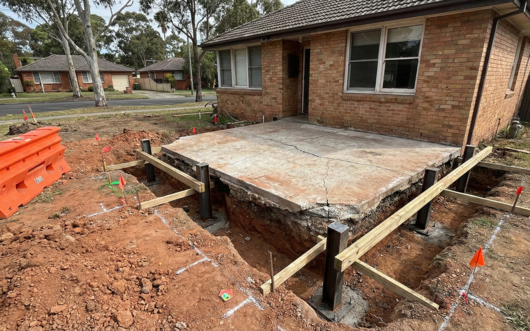 Foundation damage repair work on an Australian home showing the most expensive type of house repair