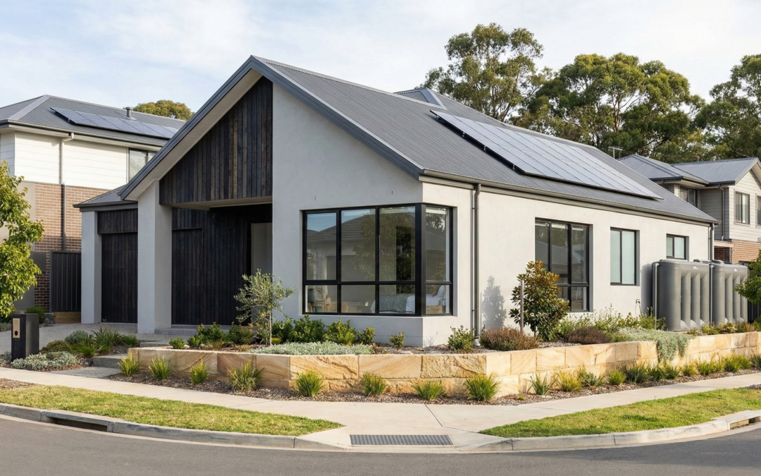 Modern Australian home exterior showcasing popular 2026 house style trends including modern farmhouse and contemporary design