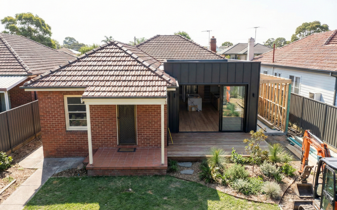 Rear extension added to a Sydney home showing a modern open-plan living space extending into the backyard, illustrating council-approved home extension design in Sydney suburbs.
