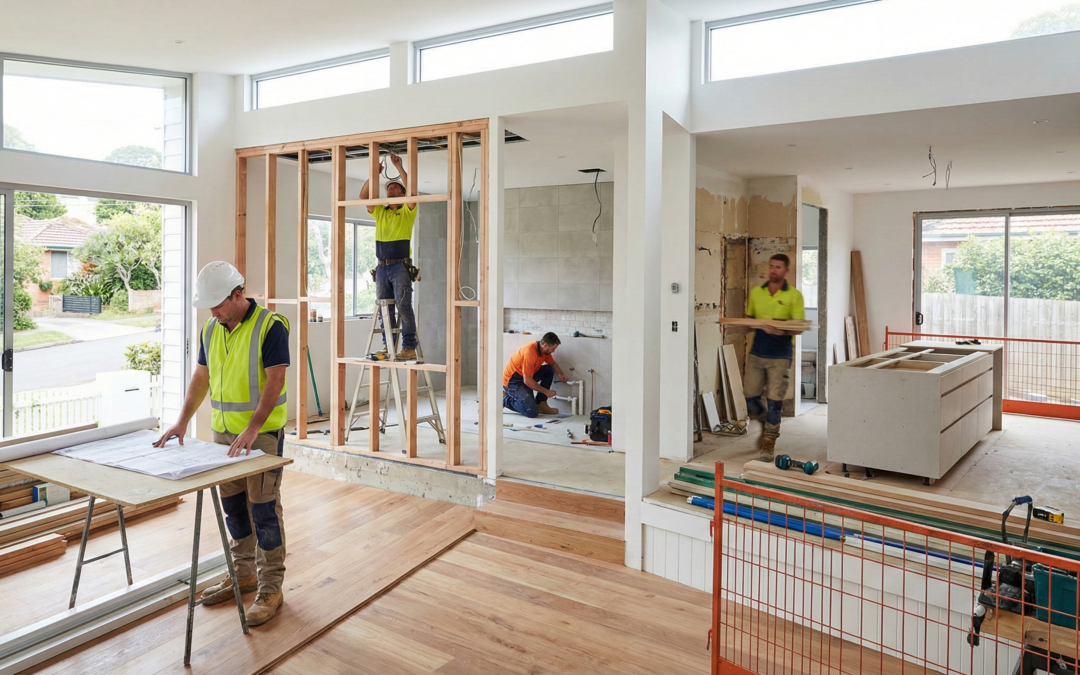 Full house renovation in Sydney showing structural work, electrical upgrades, and interior remodelling