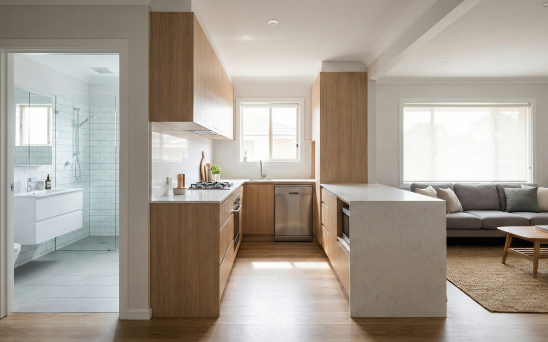 Sydney home interior showing kitchen, bathroom, and living area to compare renovation priorities