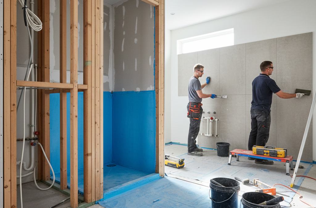 Bathroom renovation order showing step by step process from planning and demolition to waterproofing, tiling, fixture installation, and final inspection in a Sydney home