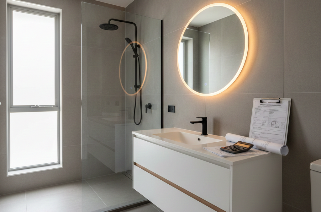 Bathroom renovation showing modern fixtures and property value assessment for ROI analysis