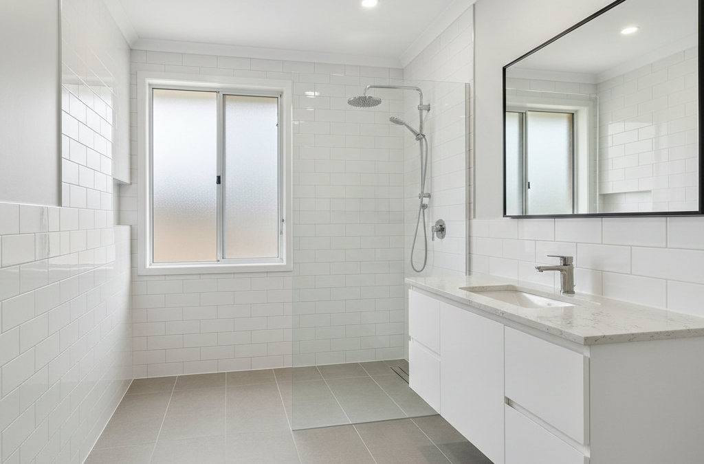 Mid-range full bathroom remodel with walk-in shower and modern finishes in a Sydney home