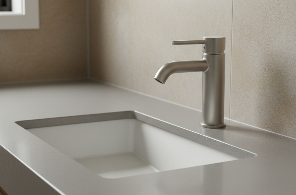 Modern bathroom faucet in matte black and brushed finishes showing 2026 design trends