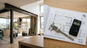 Sydney home renovation project with architectural floor plans and construction site