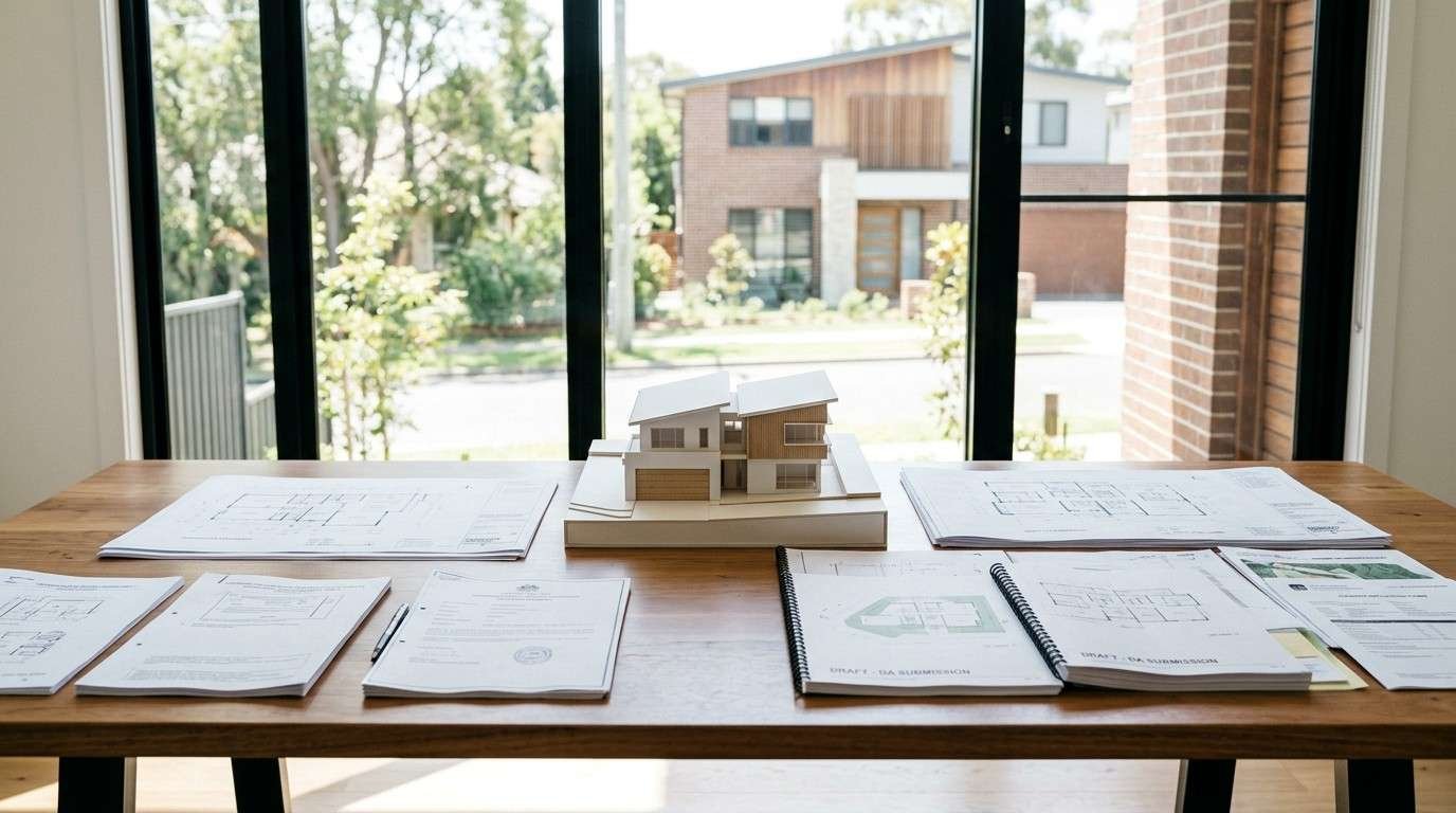 Residential planning workspace comparing complying development and development application approval pathways for a Sydney home.