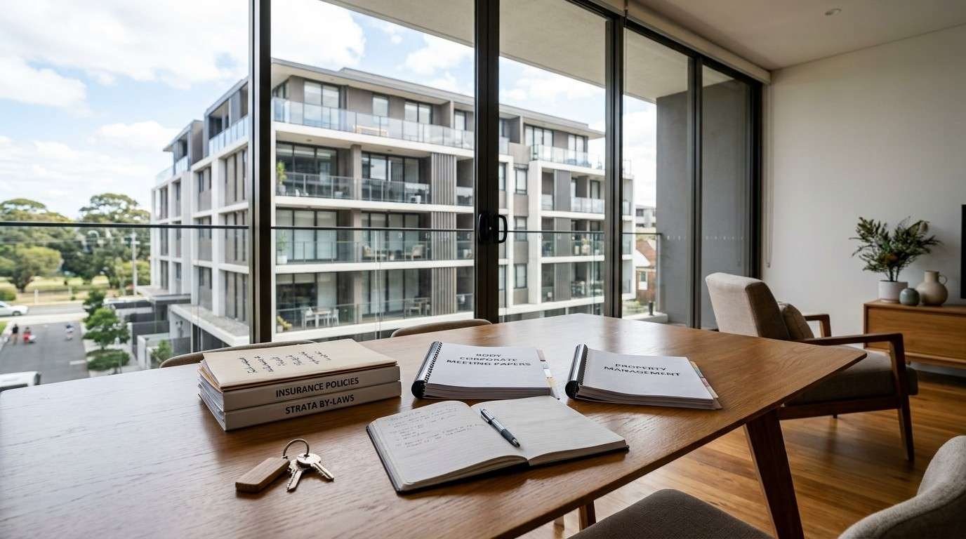 Insurance and strata documents prepared for managing a compliant short-term rental apartment in New South Wales.