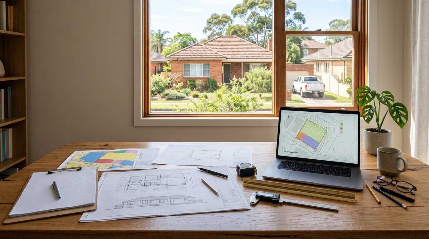 Residential property plans and site documents used to assess complying development eligibility in Sydney.