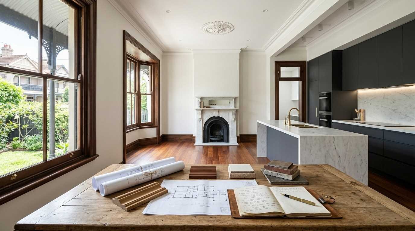 Sydney heritage home blending preserved Victorian architecture with a contemporary interior through thoughtful renovation planning.