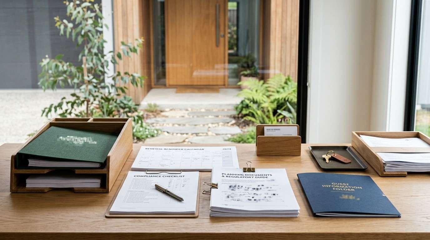 Property registration and compliance documents prepared for a legal New South Wales short-term rental home.