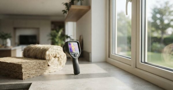 Thermal camera and insulation beside an energy-efficient window