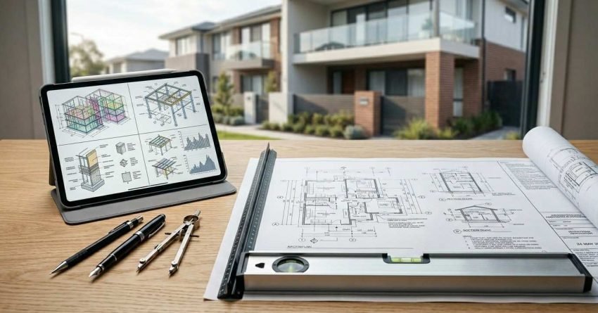 Architectural plans and digital building design tools for residential construction and renovation planning.