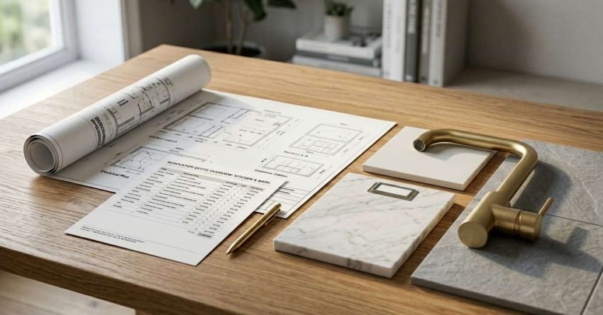 Bathroom renovation quote and material selection.