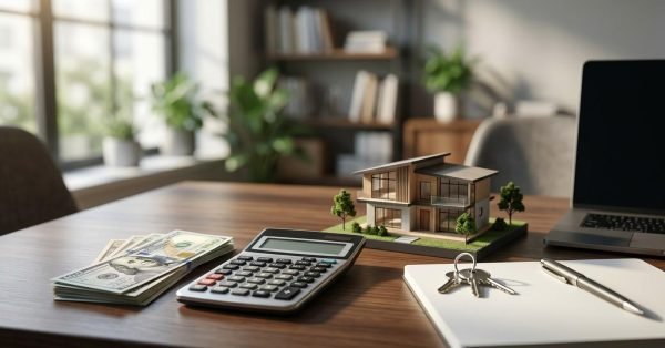 House extension cost planning with property model, cash budget stacks, and residential development investment concept.