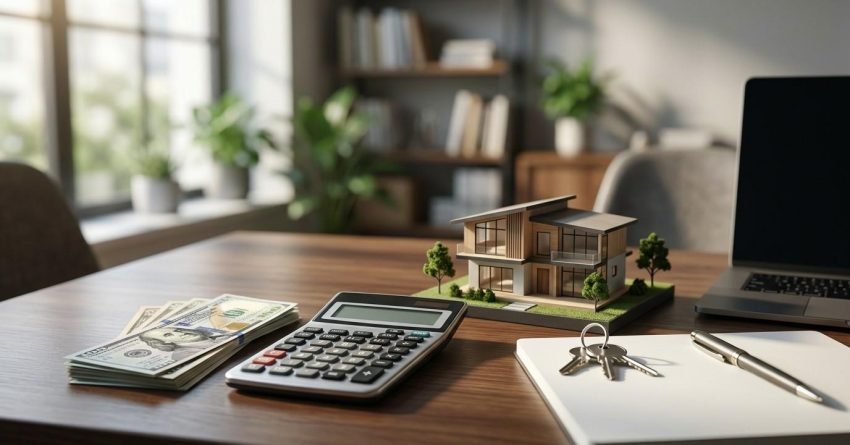 House extension cost planning with property model, cash budget stacks, and residential development investment concept.