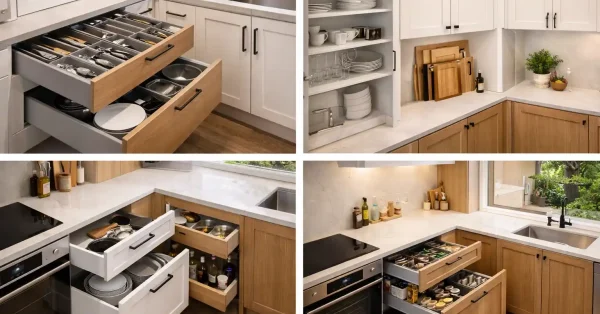 Custom kitchen cabinetry with drawers and storage in a modern Sydney kitchen renovation.
