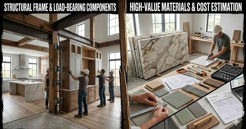 House renovation showing structural work like framing and foundation highlighting the most expensive part of a renovation project