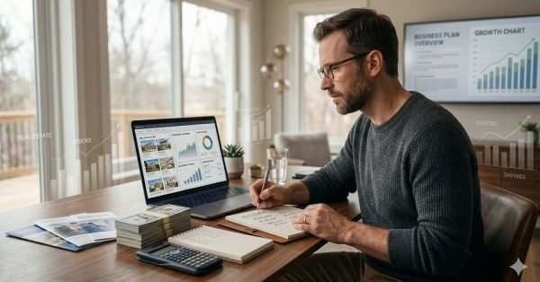 Person planning the smartest way to use $100000 with investment options like real estate, savings, and financial planning tools